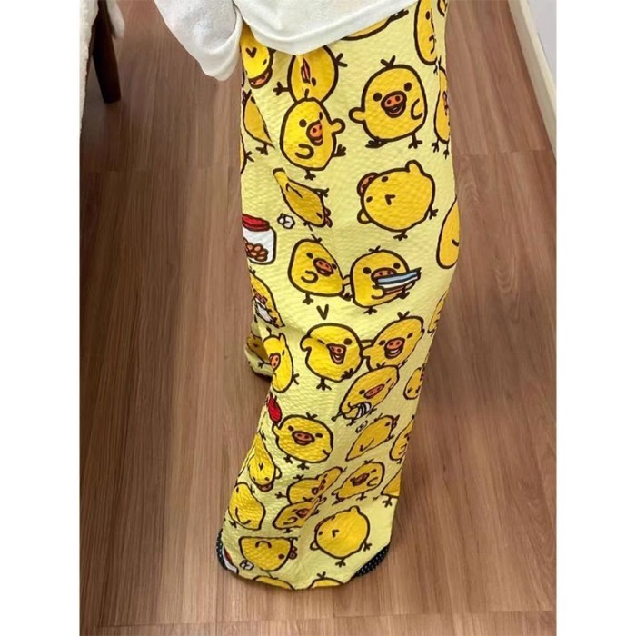 Powerpuff Girls Pyjama Quần Nữ Mùa Hè Bong Bóng Nhăn Rời Đi Bộ Áo Khoác Ngoài Hoạt Hình Dễ Thươn