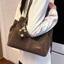 Túi tote ba lớp dung tích lớn phong cách retro dành cho nữ Túi đeo vai đi làm đa năng thời tr