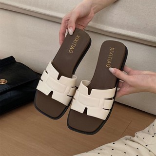 Fashion Color Matching Wedge Heel Non-slip Flip Flops Ins Women's Casual Summer Outer Wear Ve