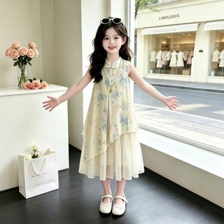 Váy bé gái, váy Hanfu trẻ em mùa hè, quần áo mùa hè cho trẻ em từ trung niên trở lên, váy sườn xám