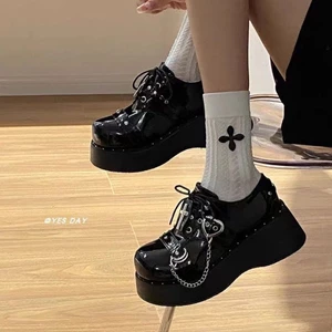 Giày đơn mới đế siêu dày subculture Punk nâng cao hot girl nền tảng đế đua đế dày Goth da già