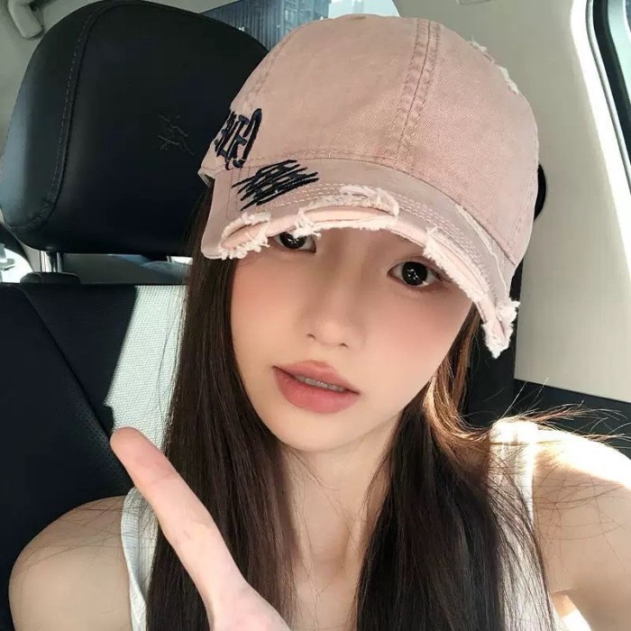 American Washed Denim Baseball Cap For Women Spring And Summer New Wide Brim Face-showing Sma