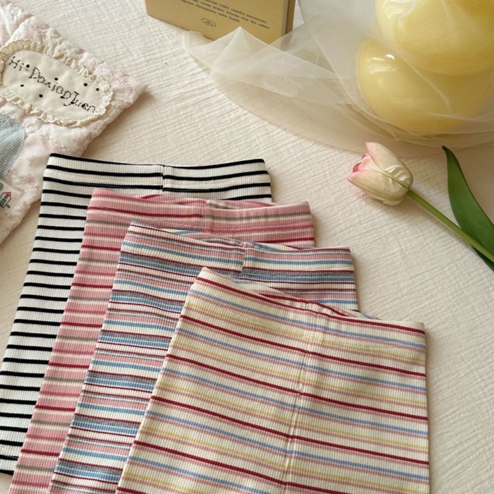 Nữ Co Giãn Mỏng Khu Phố Quần Quần Short Đạp Xe Cho Bé Mùa Hè Phong Cách Mới Hố Sọc Đáy Quần Trẻ