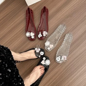 Pha Lê Giày Sandal Đơn Giản Trong Suốt Giày Mùa Hè Croc Giày Jelly Giày Nữ Mặc Ngoài Phong Cá
