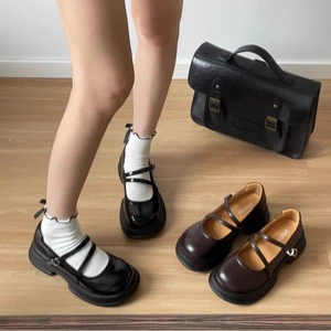 Giày Mary Jane Nhỏ Giày Da Nữ Mũi Tròn Retro Phong Cách Anh Quốc Phong Cách Nhật Bản Giày Mary J