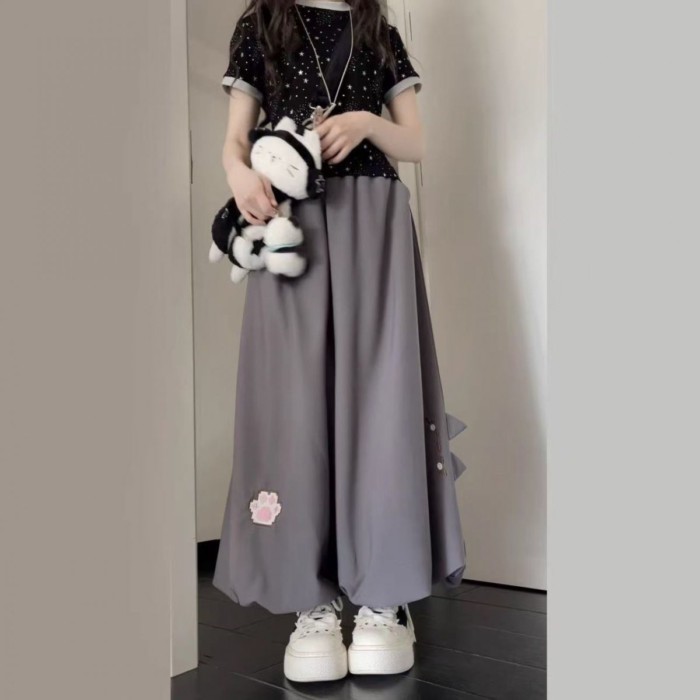 Mềm Mại Mèo Thêu Mùa Hè Bloomers Rời Mùa Hè Mới Dễ Thương Quần Âu Phong Cách Đại Học Sinh Viên Q