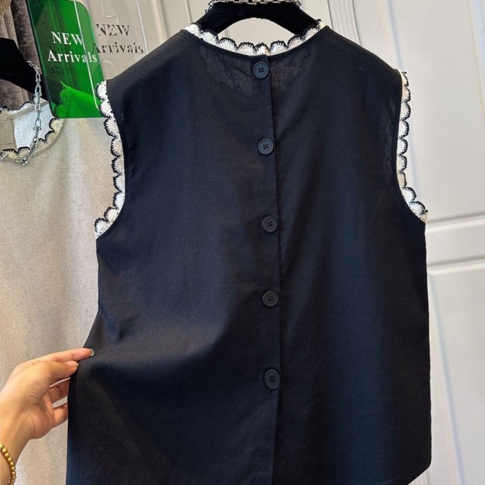 áo vest đen nữ mùa xuân hè cao cấp áo vest móc ren nhẹ