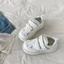 Giày thể thao Velcro màu hồng dễ thương cho nữ, giày trắng đa năng, giày bánh mì đế dày
