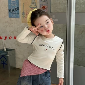 quần áo trẻ em mới dài tay trẻ em phong cách hàn quốc kt cat slim T-shirt đáy áo sơ mi đa năng h