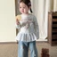 bộ quần áo trẻ em mùa xuân mới áo nữ bé mèo KT dễ thương hoạt hình Áo thun đa năng