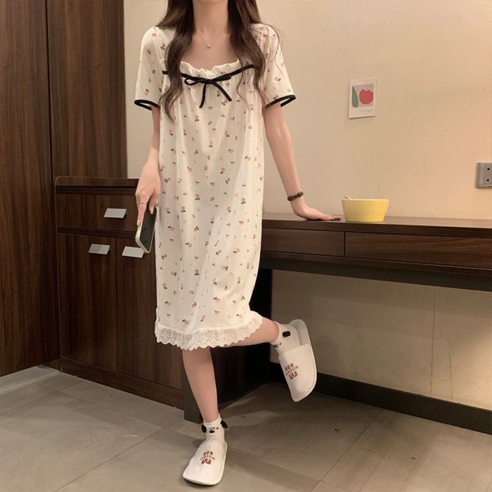 Summer Nightgown Summer Internet Celebrity Short Sleeve Internet Celebrity Style Student Cute Ap