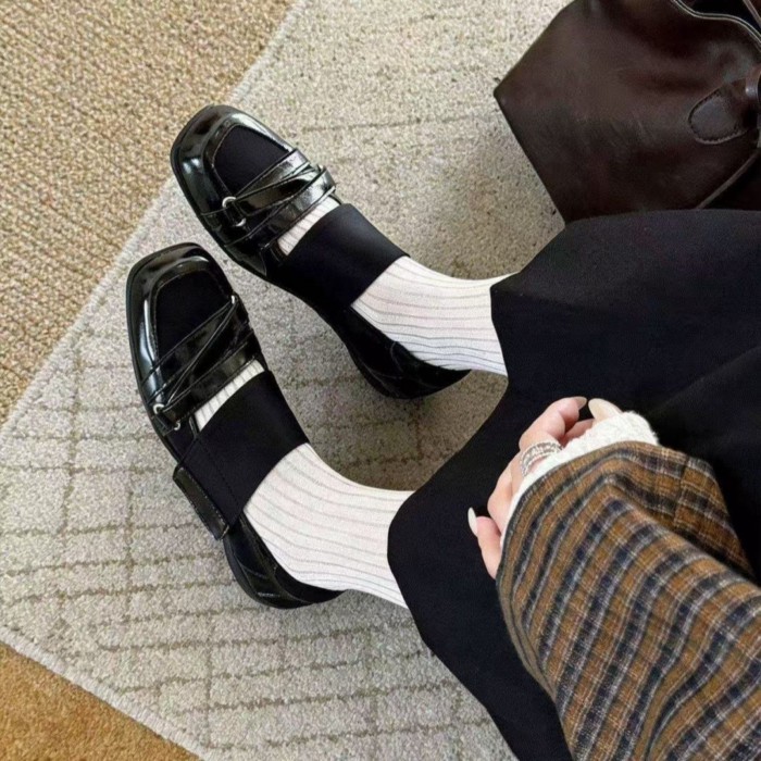 Velcro Mary Jane Giày Nữ Giày Da Nhỏ Mới Thông Thường Huấn Luyện Đạo Đức Giày Thể Thao Đế Mềm Gi