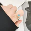 Nhẫn đồng mở trang trí Zirconia với thiết kế hình rùa và ngôi sao cho phong cách nữ