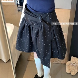 Váy chấm bi nữ mùa hè cạp cao giảm béo đa năng váy chữ A che hông