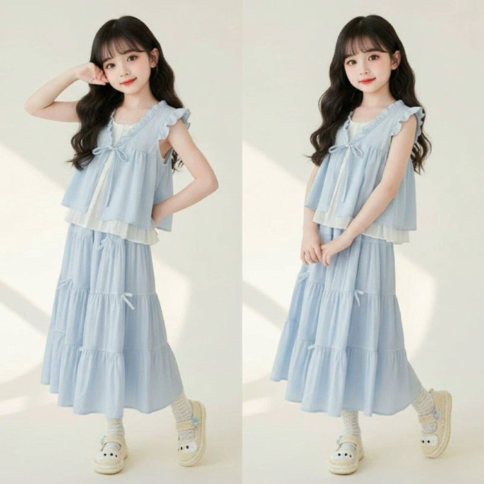 mùa hè váy dài nơ kiểu công chúa kiểu mới váy siêu cổ tích dành cho trẻ trung niên trở lên