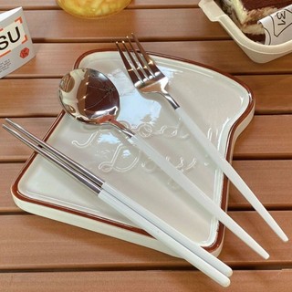 Phong Cách Hàn Quốc Đũa Thìa Nĩa Bộ Ba Mảnh Di Động Bộ Đồ Ăn Học Sinh Trường Chuyên Dụng Bộ Đồ Ăn Hộp Đũa