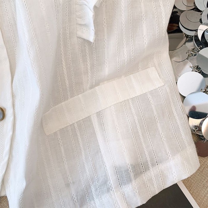 Áo sơ mi cộc tai thiết kế mùa hè độc đáo, áo vest vest một hàng phong cách mới