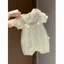 Bộ áo liền quần mỏng in hoa mùa hè Áo liền quần ngắn tay công chúa ngọt ngào và dễ thương cho