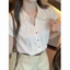 kiểu Pháp nhẹ nhàng khâu ren Áo sơ mi ngắn tay cổ Polo dành cho nam và nữ trong mùa hè Áo không