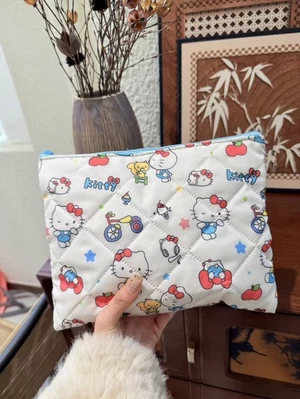 chiếc xe màu xanh mèo kitty dung tích lớn túi đựng mỹ phẩm chống thấm nước lưu trữ di động túi vệ