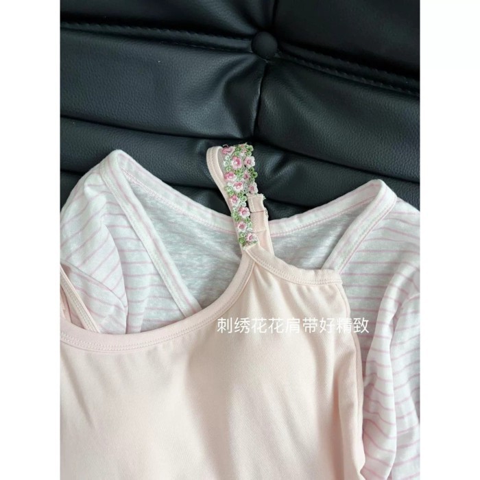 Nguyên chất ham muốn hot girl sọc cardigan chống nắng áo nữ mùa hè xếp lớp màu hồng hoa ngọt
