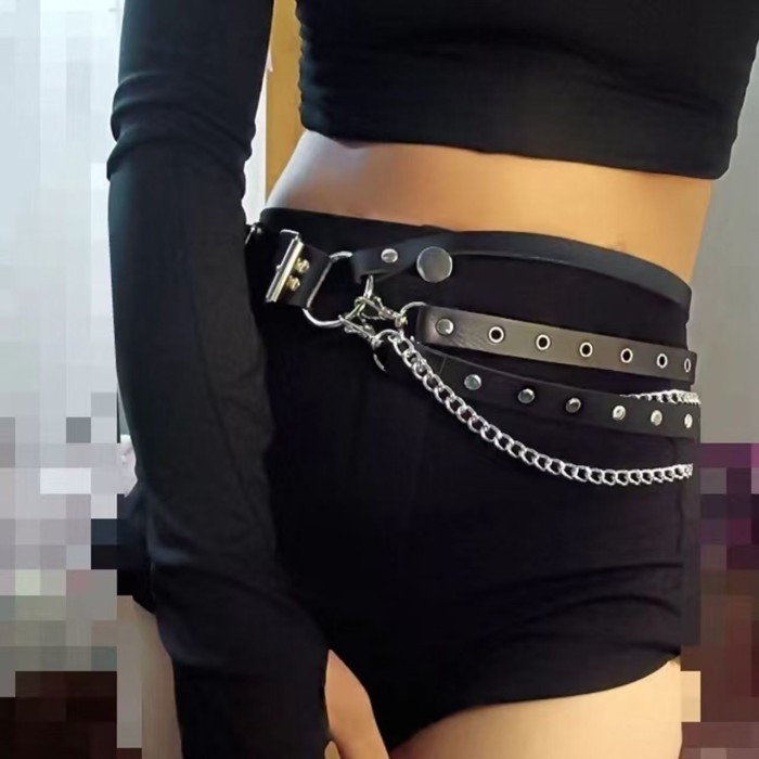 Da tối màu hợp thời trang hip-hop cá tính đa năng Punk viền hot girl dây phụ kiện váy eo dây c