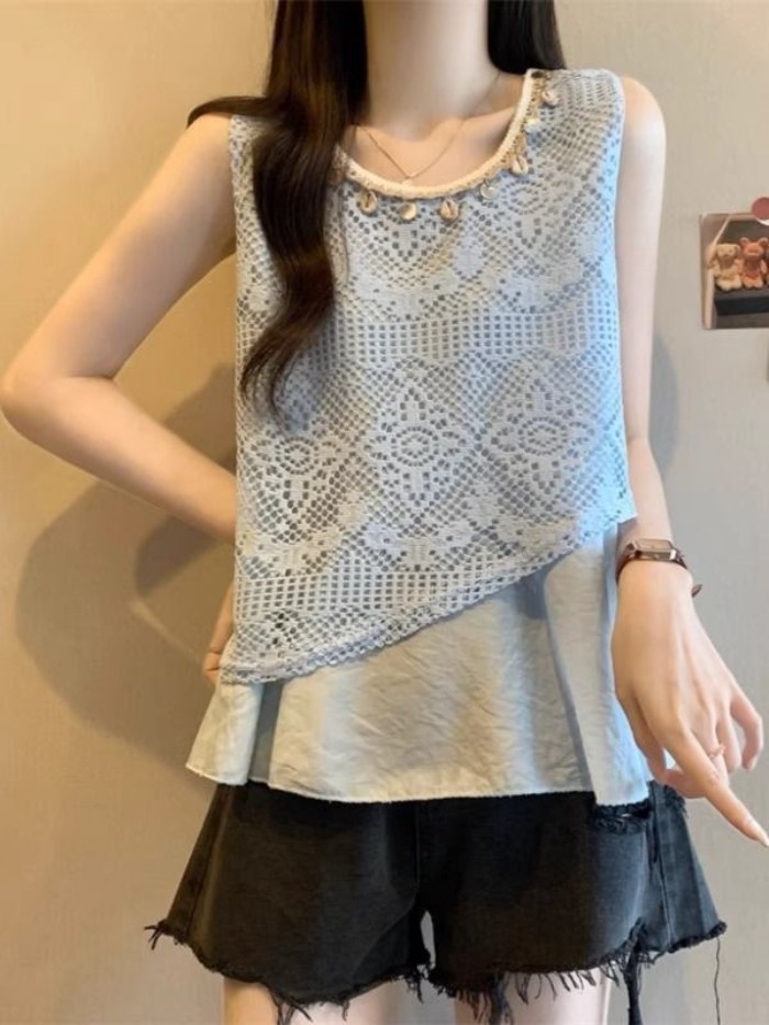 Áo vest không tay cho nữ mùa hè Simian áo ghi lê ghép hai mảnh giả có dây đeo để mặc bên ngoài