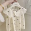 bé gái mùa hè màu be thêu anh đào váy bé gái bé búp bê cổ áo vest váy dáng rộng đầm thời trang