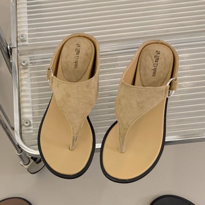 Dép xỏ ngón đơn giản phong cách Hàn Quốc dành cho nữ mùa hè retro đế mềm thoải mái chống trượt dép