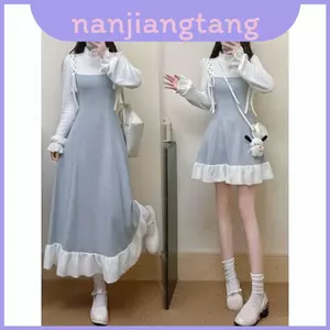 Váy nửa cổ cao nửa tay thanh lịch có miếng vá và thắt lưng phù hợp cho nữ