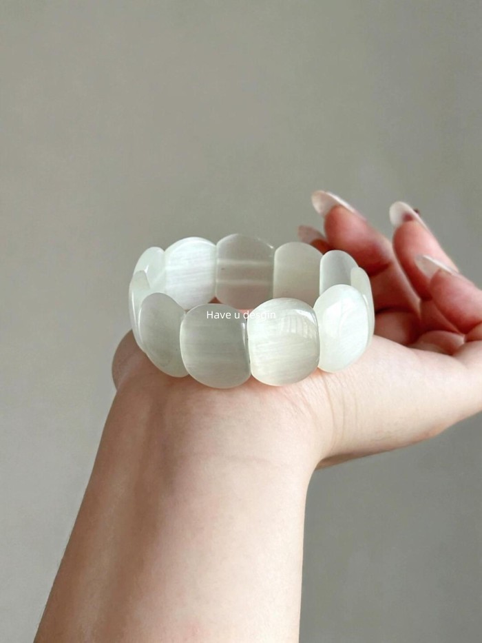 Have u desgin Mắt Mèo Giả Kính Vuông Dây Đàn Hồi Vòng Tay Vòng Tay Phong Cách Ngày Lễ