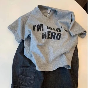 Áo thun cotton ngắn tay nguyên chất mùa hè dành cho bé trai in chữ thường ngày mùa hè đa năng ph