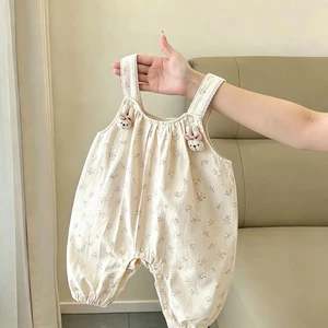 bộ quần yếm áo thun dài tay cho bé gái mùa xuân hè phong cách mới bé gái Bộ hai áo sơ mi đáy hoa