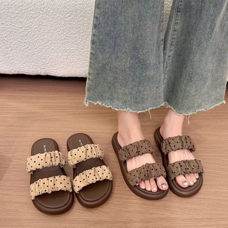 Polka Dot Thick-soled Slippers For Women's Outer Wear Summer New Style Huge Good-looking Non-