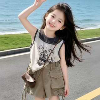 Áo khoác cotton mùa hè cho bé gái, áo thun không tay sành điệu cho bé gái, áo dây cho bé gái và trẻ