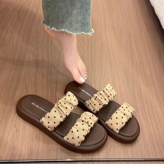Polka Dot Thick-soled Slippers For Women's Outer Wear Summer New Style Huge Good-looking Non-