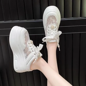 Giày cao gót mũi nhọn buộc dây mùa hè đế dày 8cm thoáng khí cho nữ