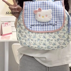 Little Fresh Kitty phiên bản Hàn Quốc dễ thương học sinh Nhật Bản kẻ sọc ba lô du lịch ngoài