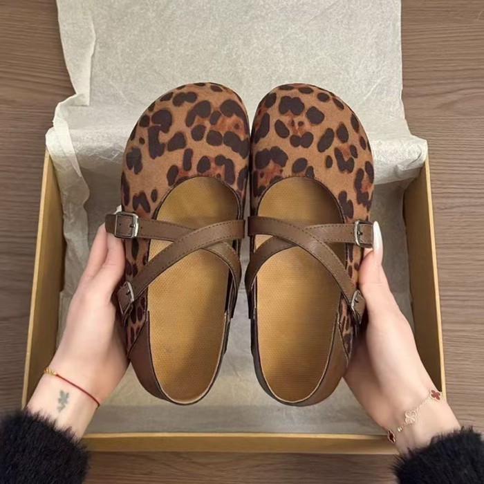 Retro Da Báo Mary Jane Giày Nữ Xuân Thu Đế Mềm Đậu Hà Lan Bí Ngô Bên Trong Tăng Chiều Cao Giày Birk