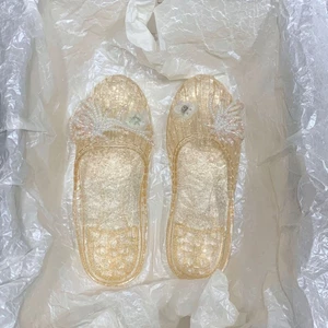 Popular Crystal Slippers, Sandals, Flat-soled Transparent Semi-slip Slippers, Jelly Soft-soled S