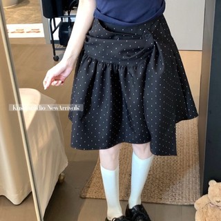 Váy chấm bi nữ mùa hè cạp cao giảm béo đa năng váy chữ A che hông