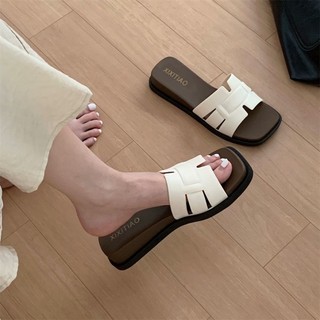 Fashion Color Matching Wedge Heel Non-slip Flip Flops Ins Women's Casual Summer Outer Wear Ve