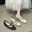 Giày Ballet Mũi Vuông Tăng Nơ Giày Nữ Nhẹ Nhàng Pháp Mary Jane Giày Bơm Pháp