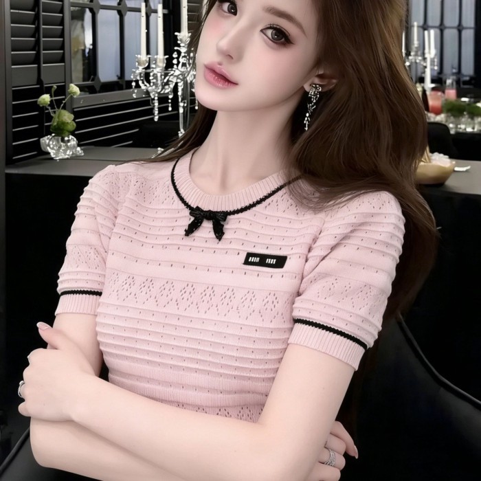 Áo thun ngắn tay cao cấp thời trang và thanh lịch dành cho nữ trong mùa hè. Áo kiểu dáng Hàn Quốc đ