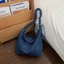 Túi tote dây đeo vai xếp li sọc xanh phong cách lười biếng sức chứa lớn túi đeo vai đi làm tú