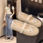 Giày dệt rơm kiểu mới dành cho nữ, Giày đế mềm tăng chiều cao phong cách Hàn Quốc, giày lưới,