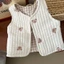 Áo vest trẻ em xuân thu Hàn Quốc chần bông thêu gấu ô liu vest hai mặt cotton nguyên chất áo