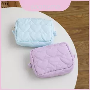 Túi đựng đồ trang điểm bằng vải Cotton nhẹ có màu trơn và thêu để sử dụng hàng ngày