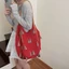 Túi Dệt Kim Mùa Thu Đông Mới Bãi Biển Rỗng Kỳ Nghỉ Retro Dệt Kim 1 Vai Dung Tích Lớn Tote Thư