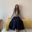 Retro Floral Skirt New High Waisted Slimming Medium Long Purple Cake Group